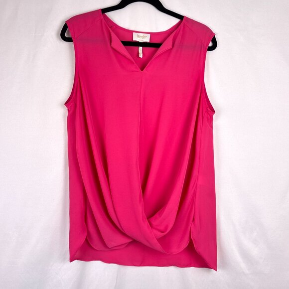Laundry by Shelli Segal Sleeveless Drape Blouse Women’s Large Hot Pink V-Neck - Picture 2 of 15